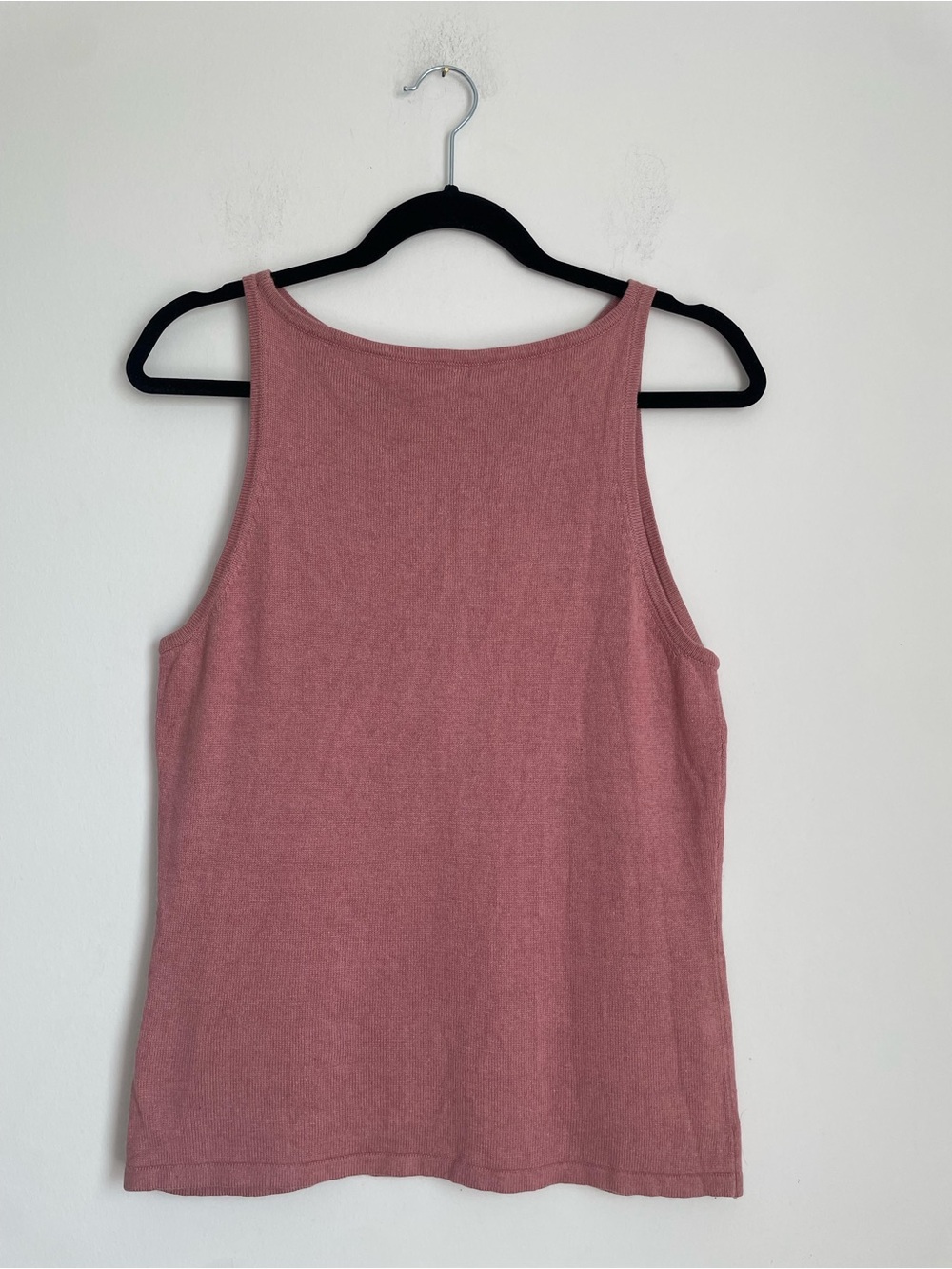 Pink/Rose Silk + Cashmere Blend High Neck Tank Top Size L Minimalist Luxury